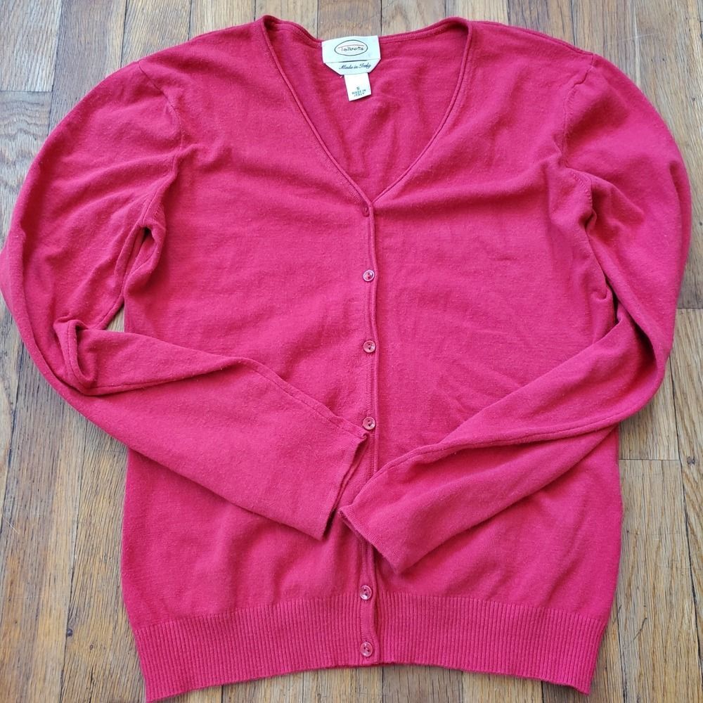 Talbots made in italy red button front V-neck cardigan size small